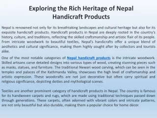 Exploring the Rich Heritage of Nepal Handicraft Products