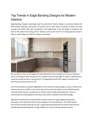 Top Trends in Edge Banding Designs for Modern Interiors