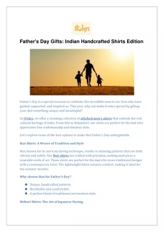 Father's Day Gifts: Indian Handcrafted Shirts Edition