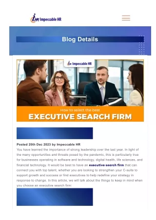 How to Choose the Ideal Executive Search Firm