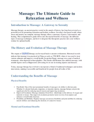 Massage The Ultimate Guide to Relaxation and Wellness