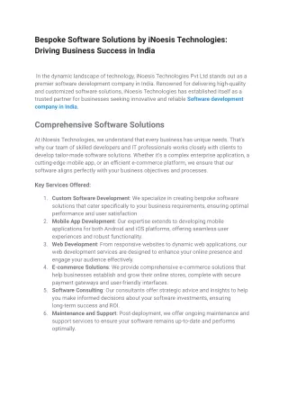 Bespoke Software Solutions by iNoesis Technologies_ Driving Business Success in India