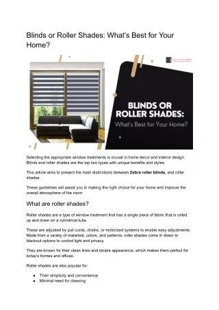 Blinds or Roller Shades: What’s Best for Your Home?