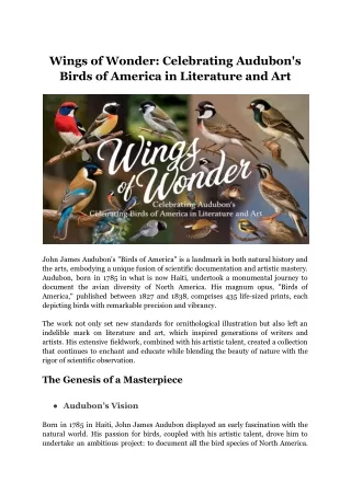 Wings of Wonder_ Celebrating Audubon's Birds of America in Literature and Art