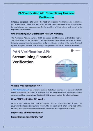 PAN Verification API Streamlining Financial Verification