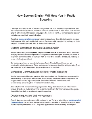Eltis - How Spoken English Will Help You In Public Speaking