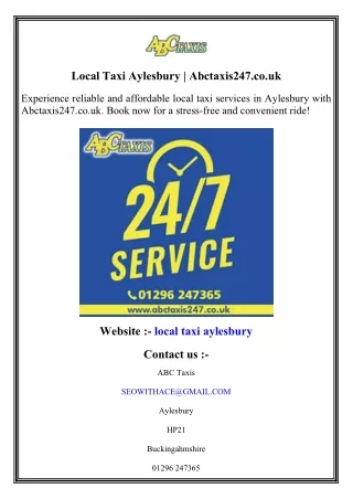 Local Taxi Aylesbury   Abctaxis247.co.uk