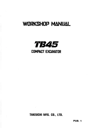 Takeuchi TB45 Compact Excavator Service Repair Manual