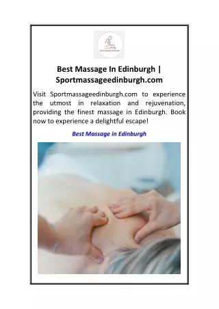 Best Massage In Edinburgh  Sportmassageedinburgh.com