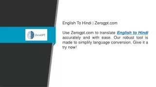 English To Hindi  Zerogpt.com