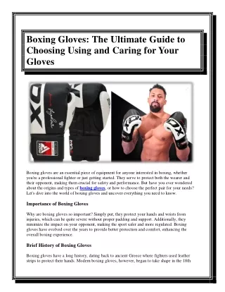 Boxing Gloves The Ultimate Guide to Choosing Using and Caring for Your Gloves