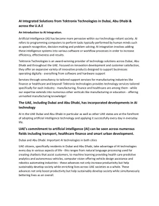 AI Integrated Solutions from Tektronix Technologies in UAE