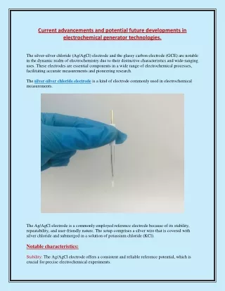 Current advancements and potential future developments in electrochemical generator technologies