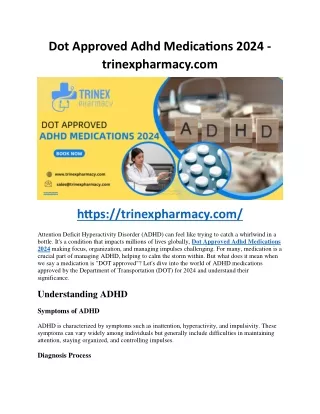 Dot Approved Adhd Medications 2024 - trinexpharmacy.com