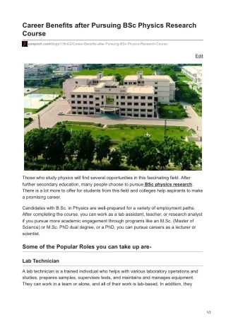BSc physics research