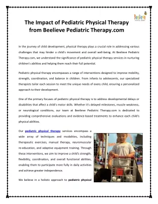 Pediatric Physical Therapy Ft Worth