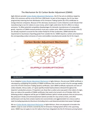 The Mechanism for EU Carbon Border Adjustment 11,6,24