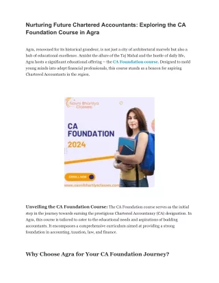 Nurturing Future Chartered Accountants_ Exploring the CA Foundation Course in Agra