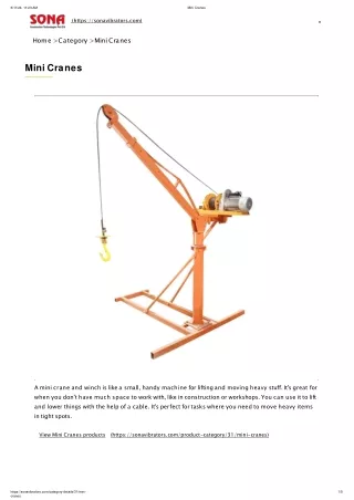 Mini Cranes - Small Crane Latest Price in India