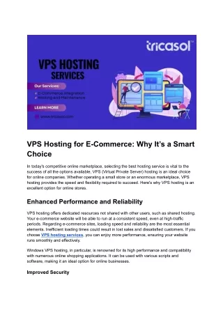 VPS Hosting for E-Commerce: Why It’s a Smart Choice