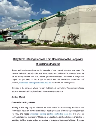 Graydaze Offering Services That Contribute to the Longevity of Building Structures