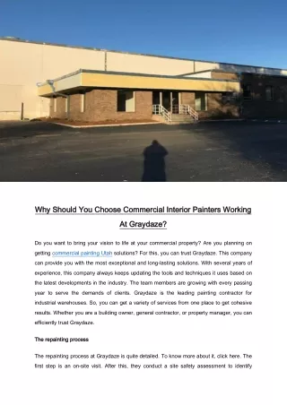 Why Should You Choose Commercial Interior Painters Working At Graydaze