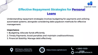 Effective Repayment Strategies for Personal Loans - Capital Now