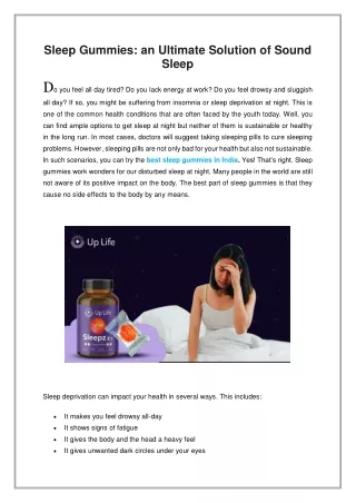 Sleep Gummies, an Ultimate Solution of Sound Sleep