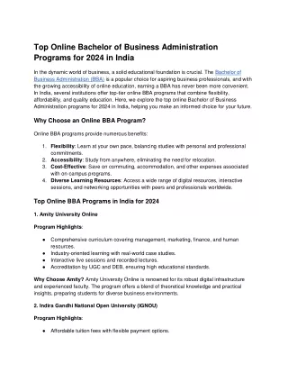 Top Online Bachelor of Business Administration Programs for 2024 in India (1)