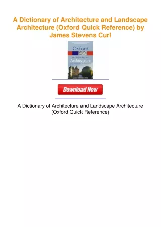 A Dictionary of Architecture and Landscape Architecture (Oxford Quick