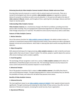Elevating Security with Video Analytics Cameras in Oman