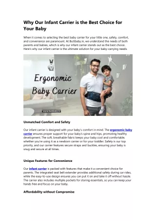 Why Our Infant Carrier is the Best Choice for Your Baby | Buttbaby.in
