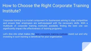 BEST CORPORATE TRAINING INSTITUTE