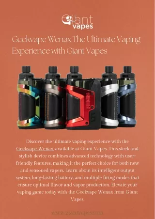 Geekvape Wenax The Ultimate Vaping Experience with Giant Vapes