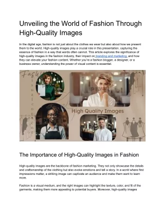 Unveiling the World of Fashion Through High-Quality Images