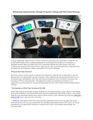 Enhancing Cybersecurity Through Proactive Testing with Red Team Services