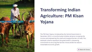 Transforming Indian Agriculture PM Kisan Yojana