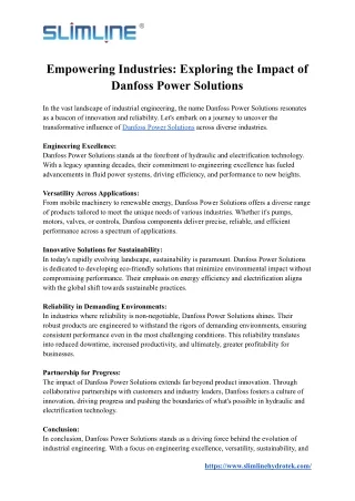 Empowering Industries - Exploring the Impact of Danfoss Power Solutions
