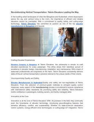 Revolutionizing Vertical Transportation_ Teknix Elevators Leading the Way