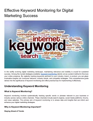 Effective Keyword Monitoring for Digital Marketing Success