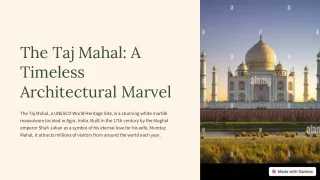 The Taj Mahal A Timeless Architectural Marvel