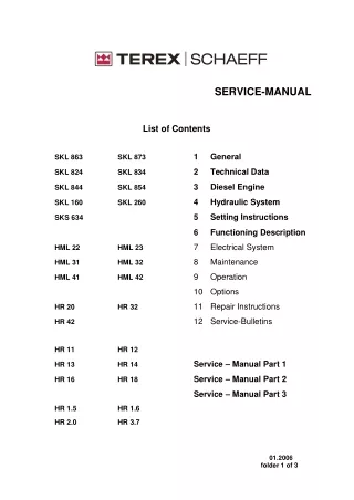 Terex Schaeff HR 20 HR20 Mini Excavator Service Repair Manual
