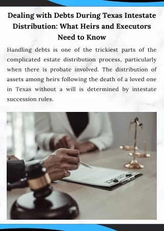 Dealing with Debts During Texas Intestate Distribution: What Heirs and Executors