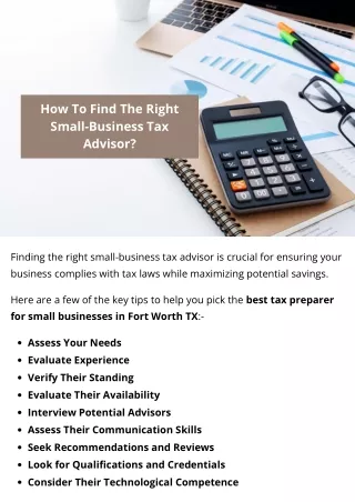 How To Find The Right Small-Business Tax Advisor?