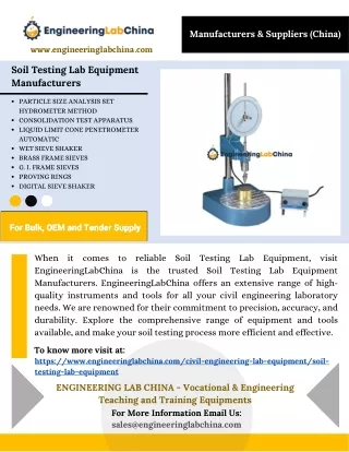 Soil Testing Lab Equipment Manufacturers