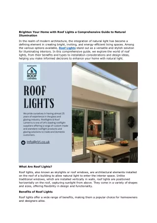 Brighten Your Home with Roof Lights a Comprehensive Guide to Natural Illumination