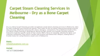 Carpet Steam Cleaning Services in Melbourne - Dry as a Bone Carpet Cleaning