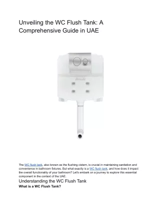 Unveiling the WC Flush Tank_ A Comprehensive Guide in UAE