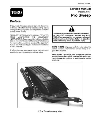 Toro Pro Sweep (Model 07066) Service Repair Manual