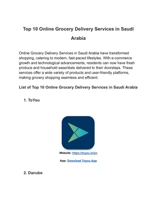 Top 10 Online Grocery Delivery Services in Saudi Arabia